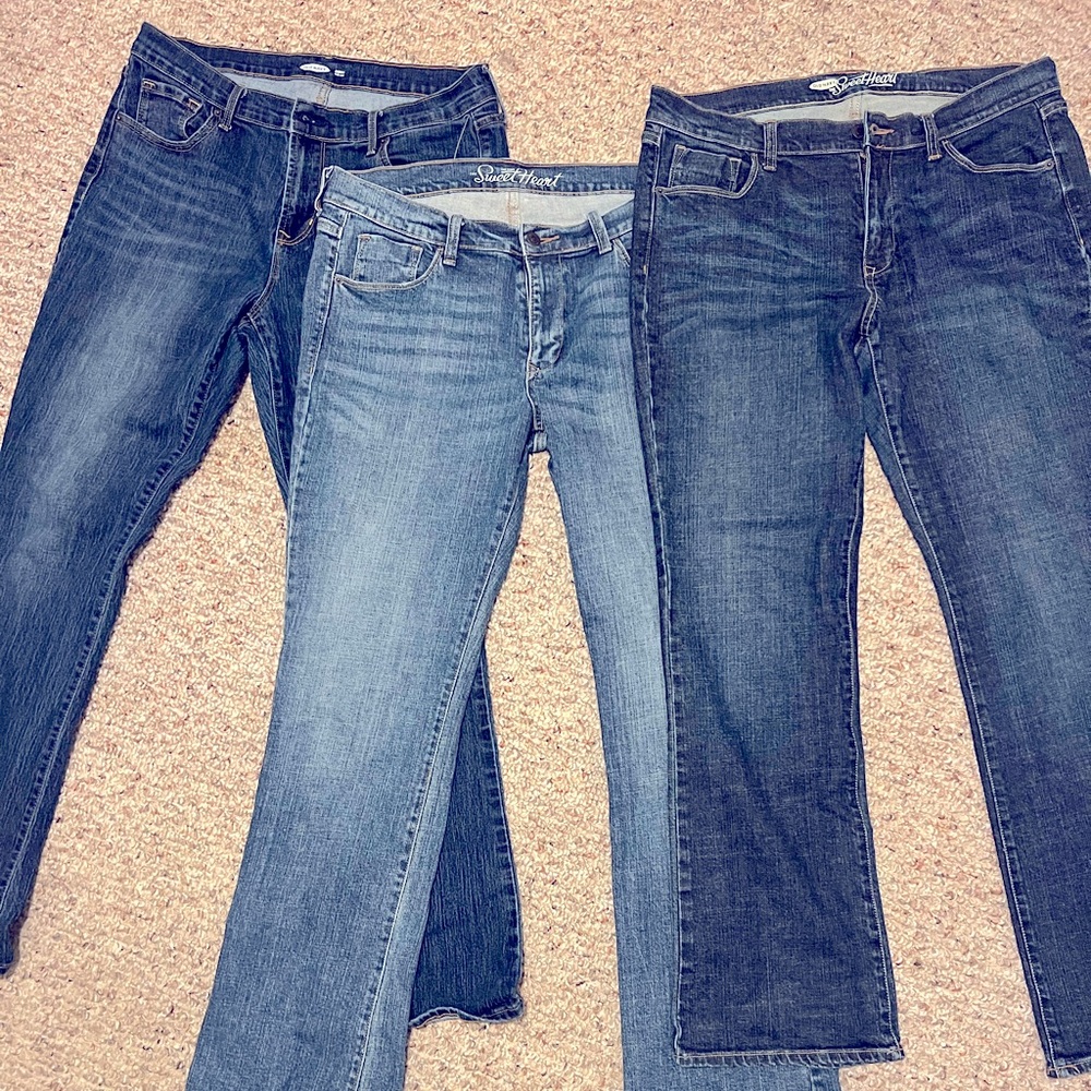 Old Navy SWEETHEART Blue Jeans LOT 3 PAIRS sz 12
